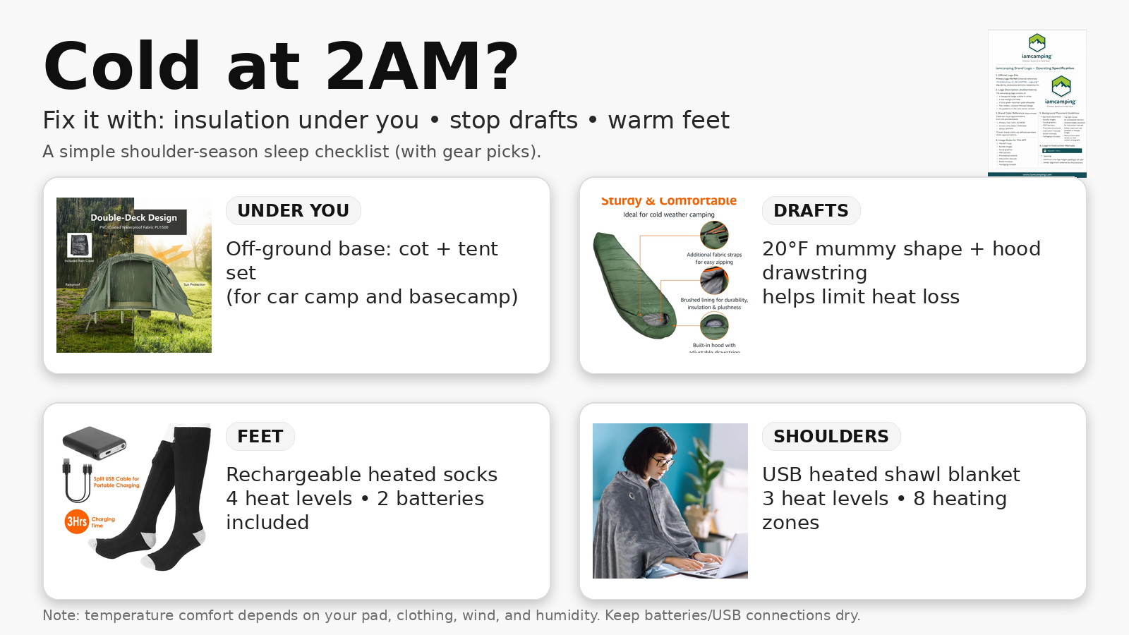 Cold at 2AM? Here’s the Shoulder-Season Sleep Fix (Without Rebuilding Your Whole Kit)