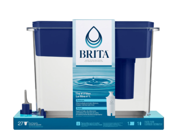 Brita Ultramax 27-Cup Blue Water Dispenser | Extra Large Filtered Pitcher | 1 Standard Filter