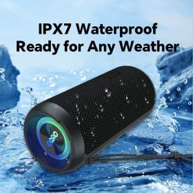 OQPO X10 Portable Outdoor Speakers, IPX7 Waterproof Wireless Speaker with 24W Loud Stereo Sound, Deep Bass, wireless 5.3, RGB Lights, Dual Pairin