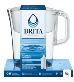 Brita Large 10-Cup Water Filter Pitcher | Tahoe White | Includes 1 Standard Filter, BPA-Free