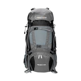 60L Outdoor hiking backpack with internal frame, including rain cover, grey