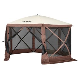 VEVOR 11.5x11.5FT Pop-Up Gazebo Tent – Screened Canopy Sun Shelter with 6 Removable Wind Cloths