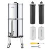 VEVOR 2.25G Gravity-Fed Stainless Water Filter – 4 Filters, Fluoride + Chlorine Removal