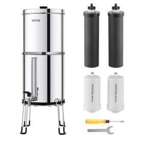 VEVOR 2.25G Gravity-Fed Stainless Water Filter – 4 Filters, Fluoride + Chlorine Removal