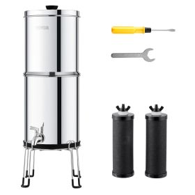 VEVOR 2.25-Gallon Gravity-Fed Stainless Water Filter – 2 Filters, Portable Countertop System