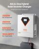 VEVOR Hybrid Solar Inverter, 3500W, All in One Pure Sine Wave Power Inverter Charger, 24V DC to Single-Phase 220/230V AC