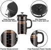 French Press Coffee Maker 34 oz | 4-Level Filter | 304 Stainless + Borosilicate Glass (Black)