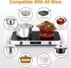 2-Burner Electric Cooktop 2200W | Portable Countertop Stove with Knob & Touch Control