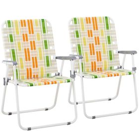 2pcs Folding Beach Chairs – Portable Mesh Steel Frame Outdoor Lounge Seats (Option: 2pcs)