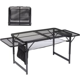 4.7ft Black Outdoor Folding Table – Aluminum Alloy Portable Table (Color: Black)