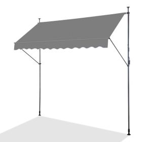 Retractable Patio Awning – Adjustable Outdoor Sun Shade Canopy for Deck & Garden (Color: Grey)