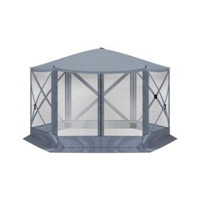 12x12ft Dark Gray Automatic Folding Tent – Hexagonal Pop-Up Canopy (Option: Dark Gray)