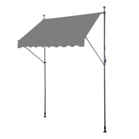 Retractable Grey Patio Awning – 6.6x3.9ft Sun Shade with Adjustable Frame (Color: Grey)