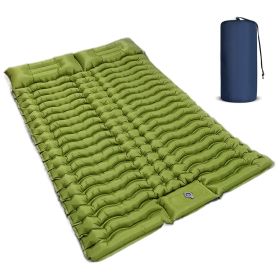 Double Self-Inflating Camping Mattress – Built-in Pump, Lightweight & Durable (Color: Green)