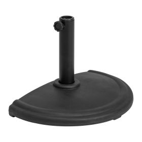 Black Semi-Round Umbrella Base – 20" Plastic Parasol Stand, 9.5kg (Color: Black)