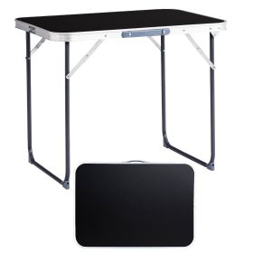 2.3ft Black Folding Table – Aluminum Alloy Outdoor Table with 40kg Capacity (Option: Tabletop Black)